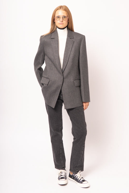 Herringbone Blazer Dark Grey Melange