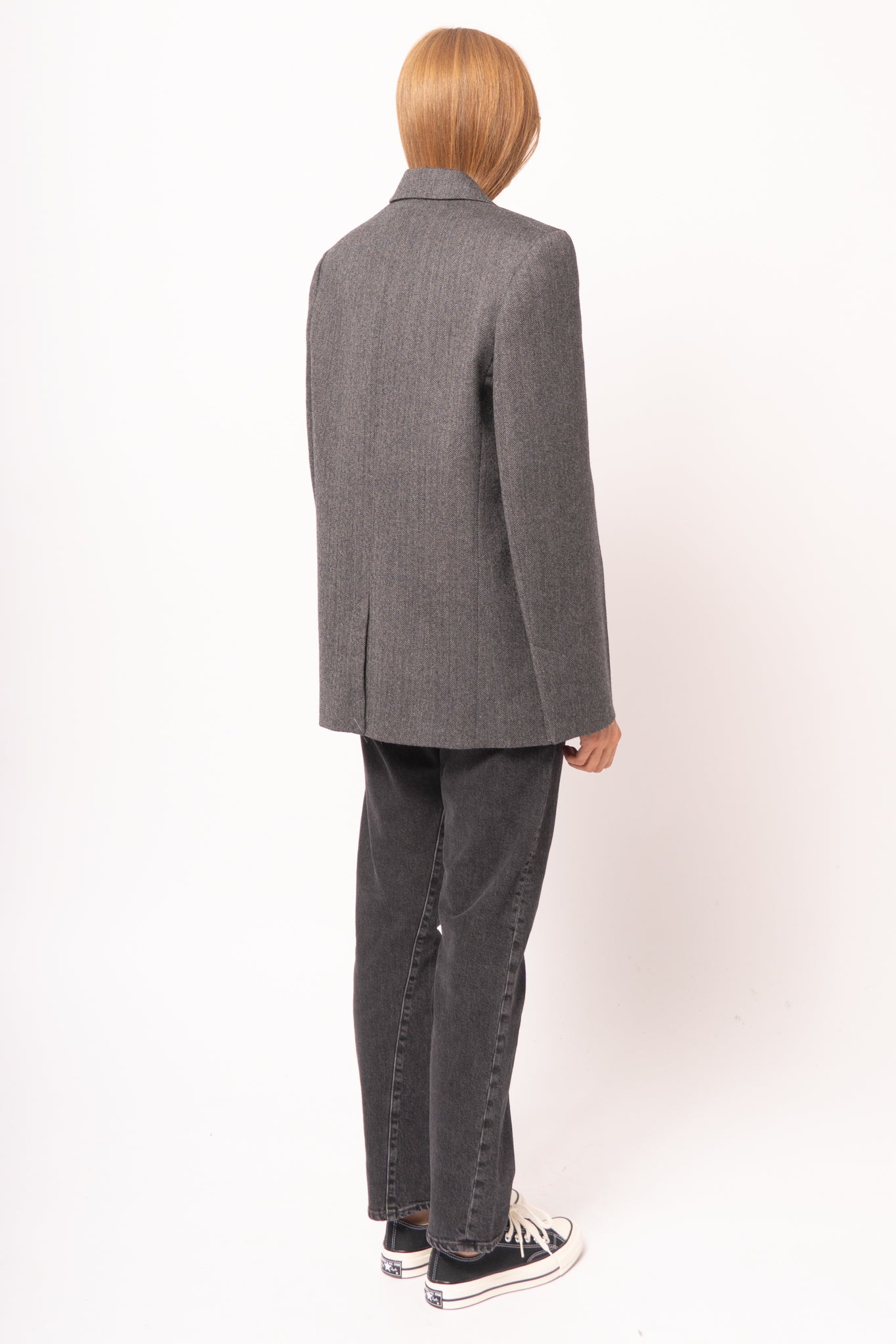 Herringbone Blazer Dark Grey Melange