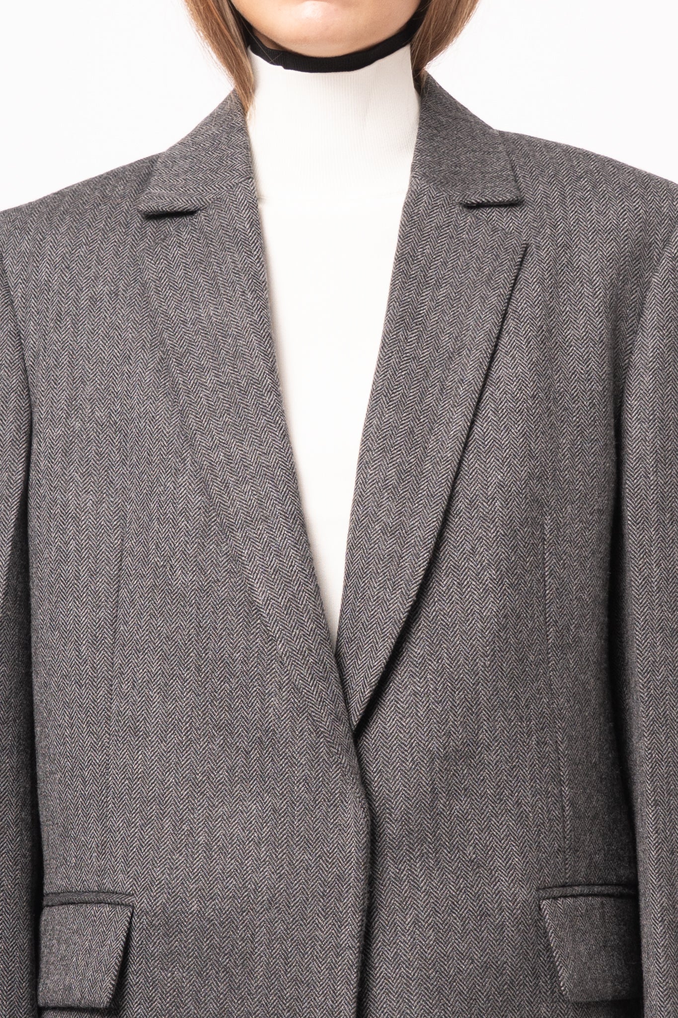 Herringbone Blazer Dark Grey Melange