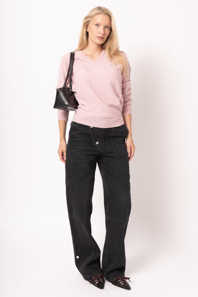 Lambswool V-Neck Logo Knit Pink