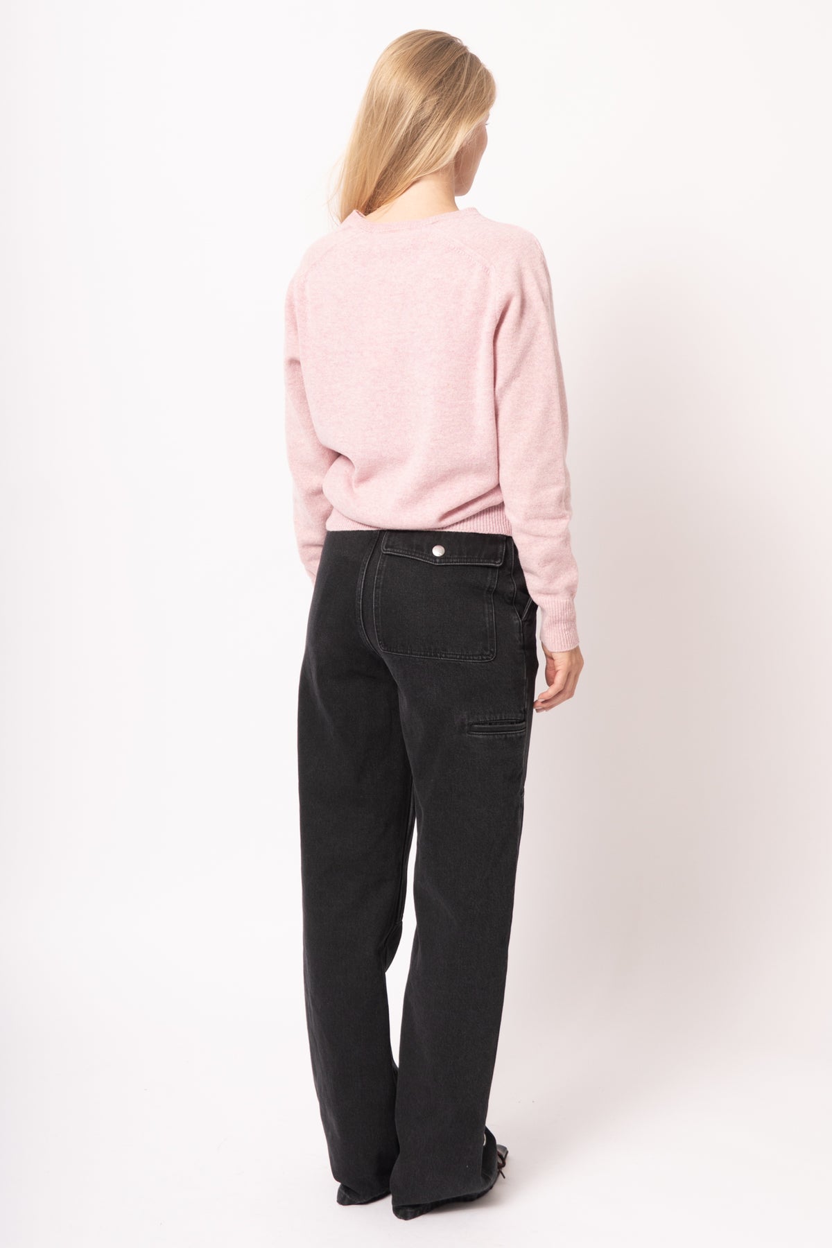 Lambswool V-Neck Logo Knit Pink