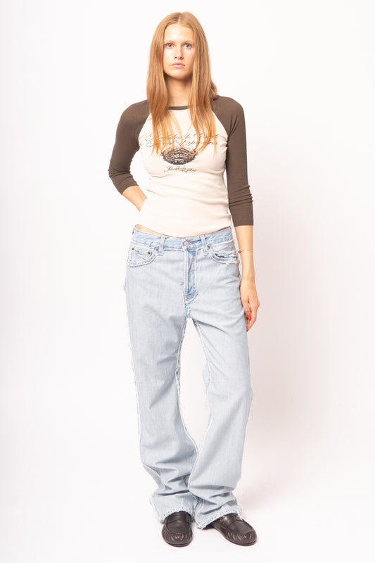 Frayed Denim Jeans Light Blue