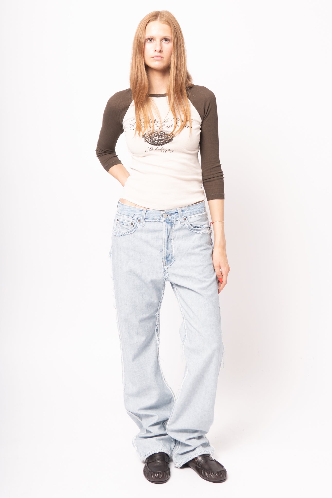 Frayed Denim Jeans Light Blue