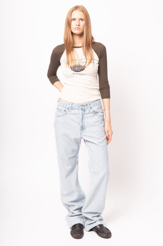 Frayed Denim Jeans Light Blue