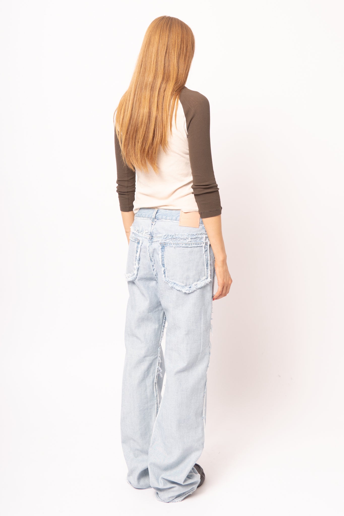 Frayed Denim Jeans Light Blue