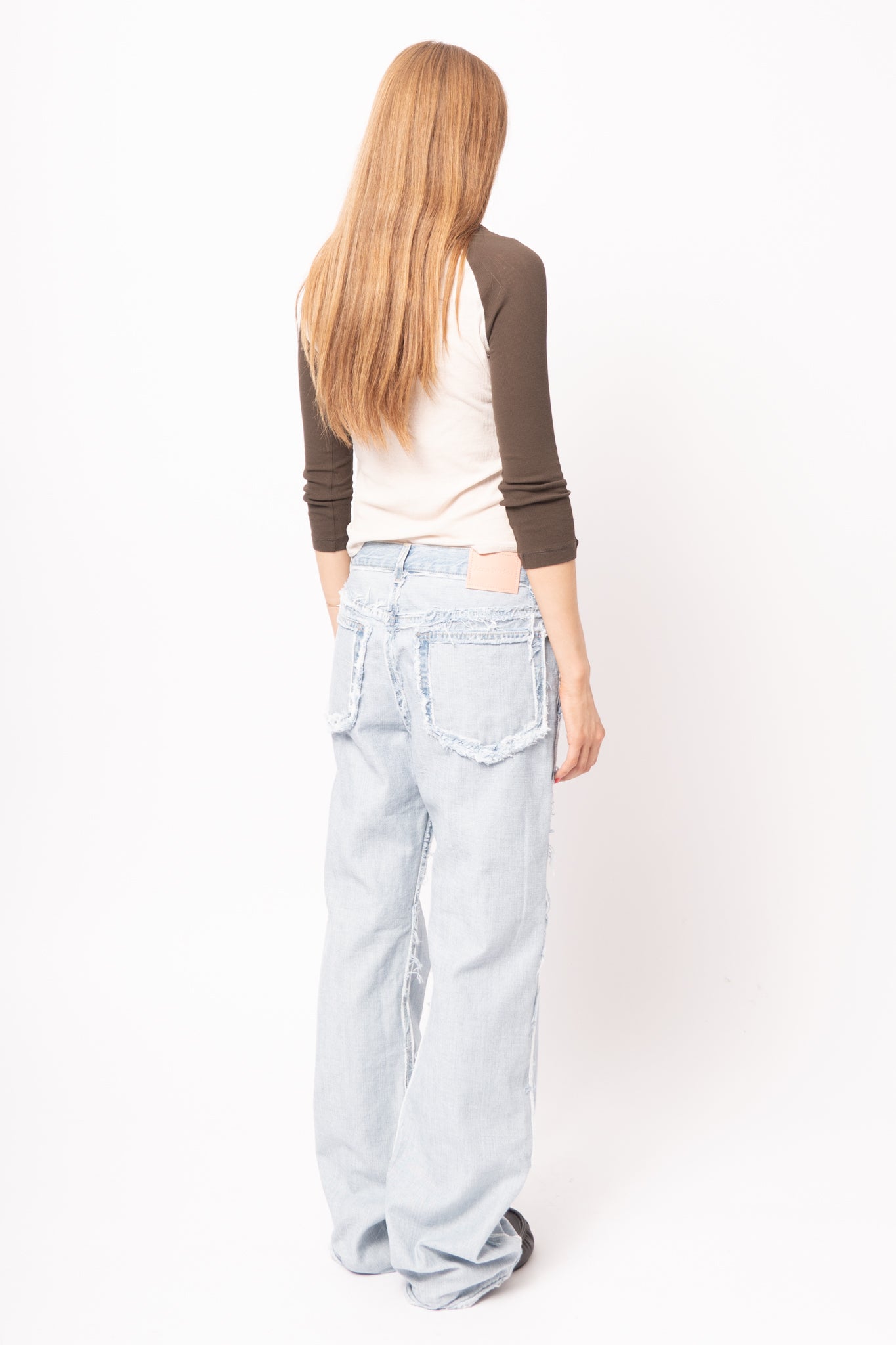 Frayed Denim Jeans Light Blue
