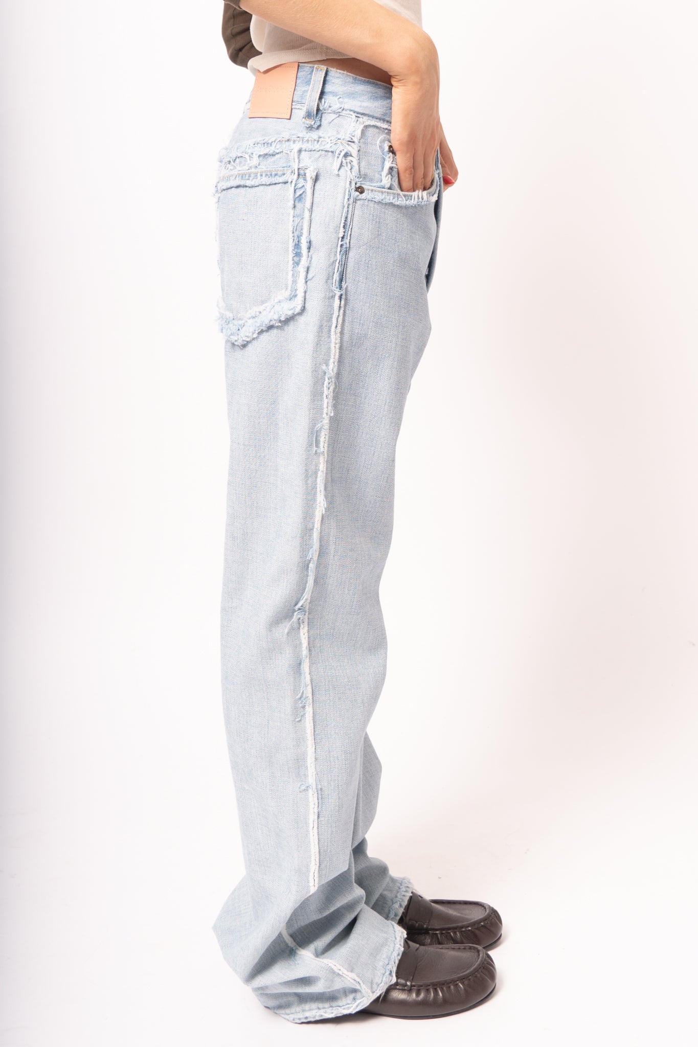 Frayed Denim Jeans Light Blue