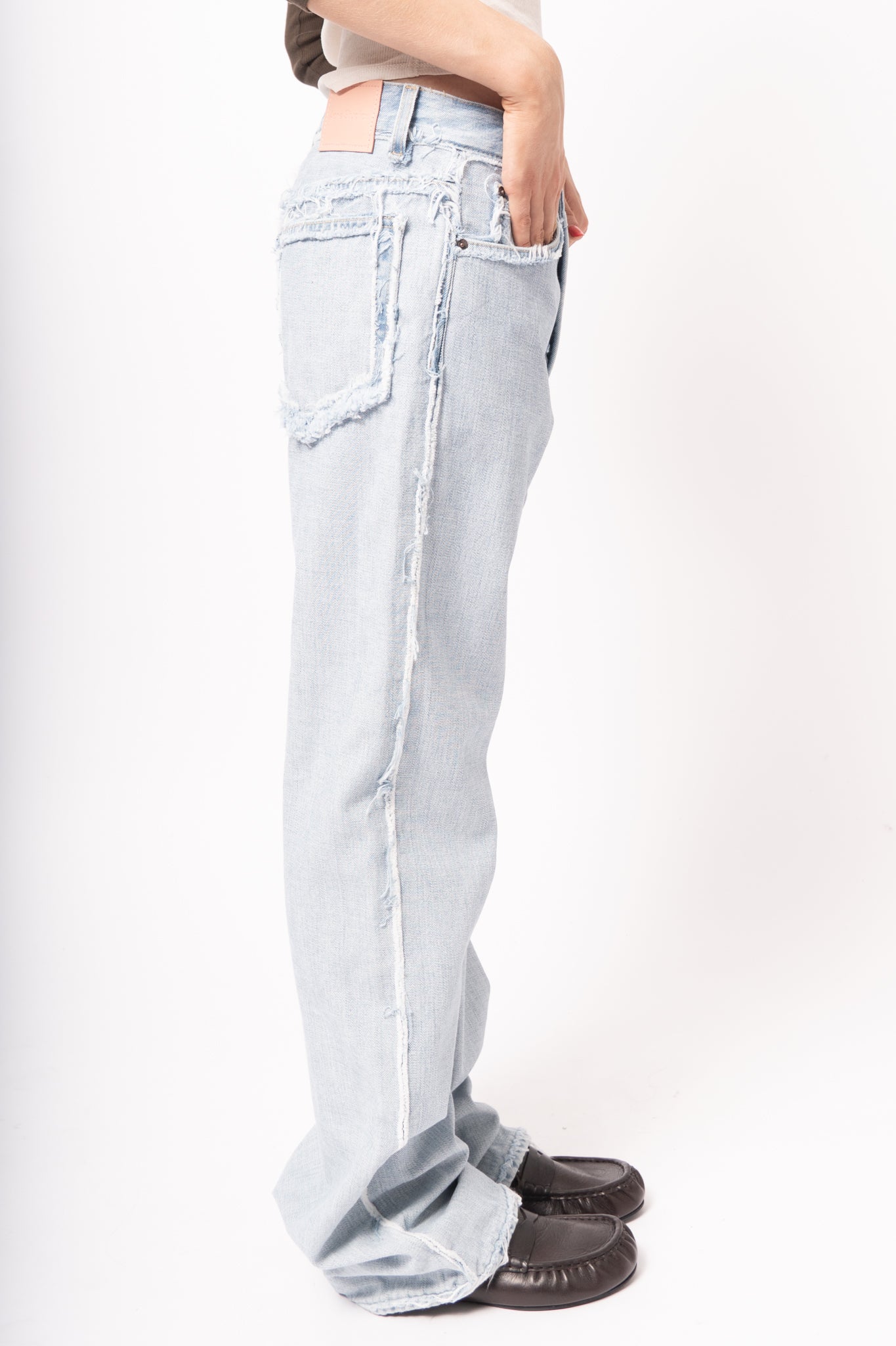 Frayed Denim Jeans Light Blue