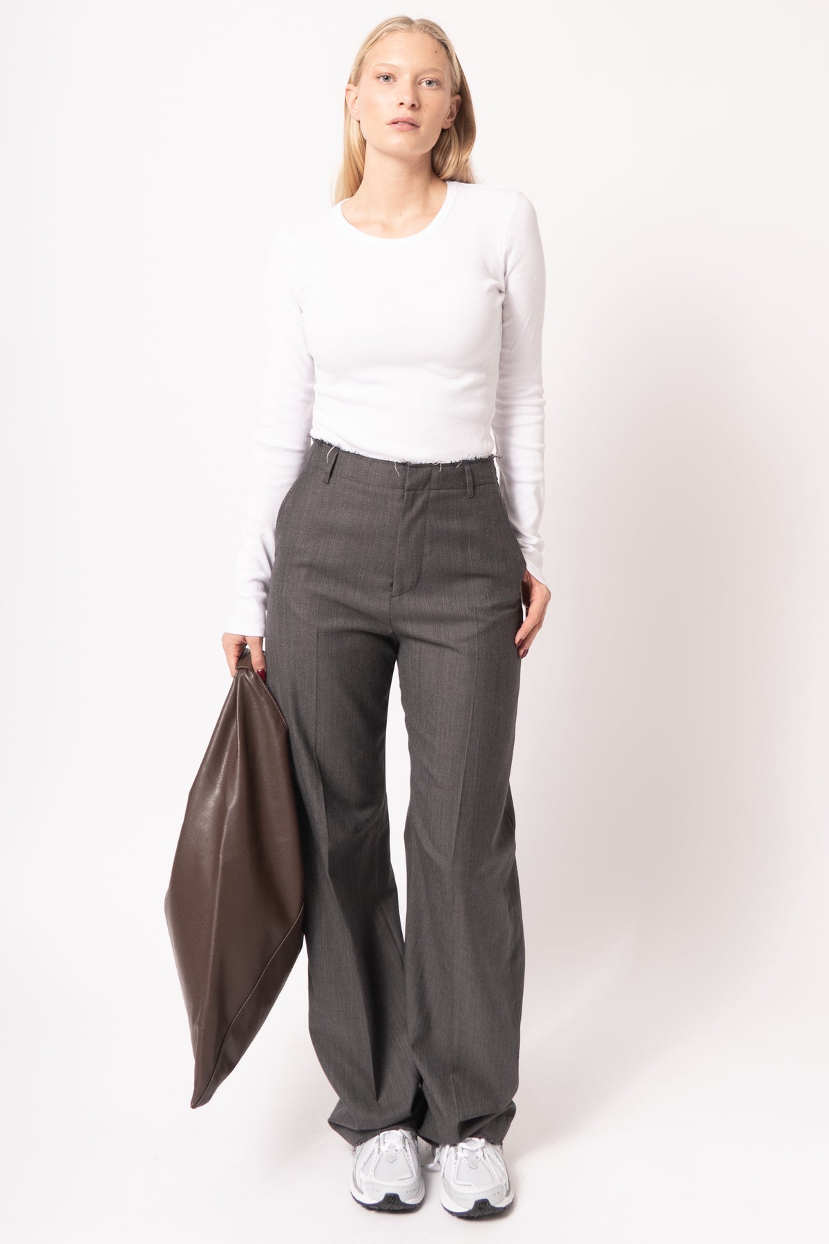 Wide Leg Tailored Trousers Grey