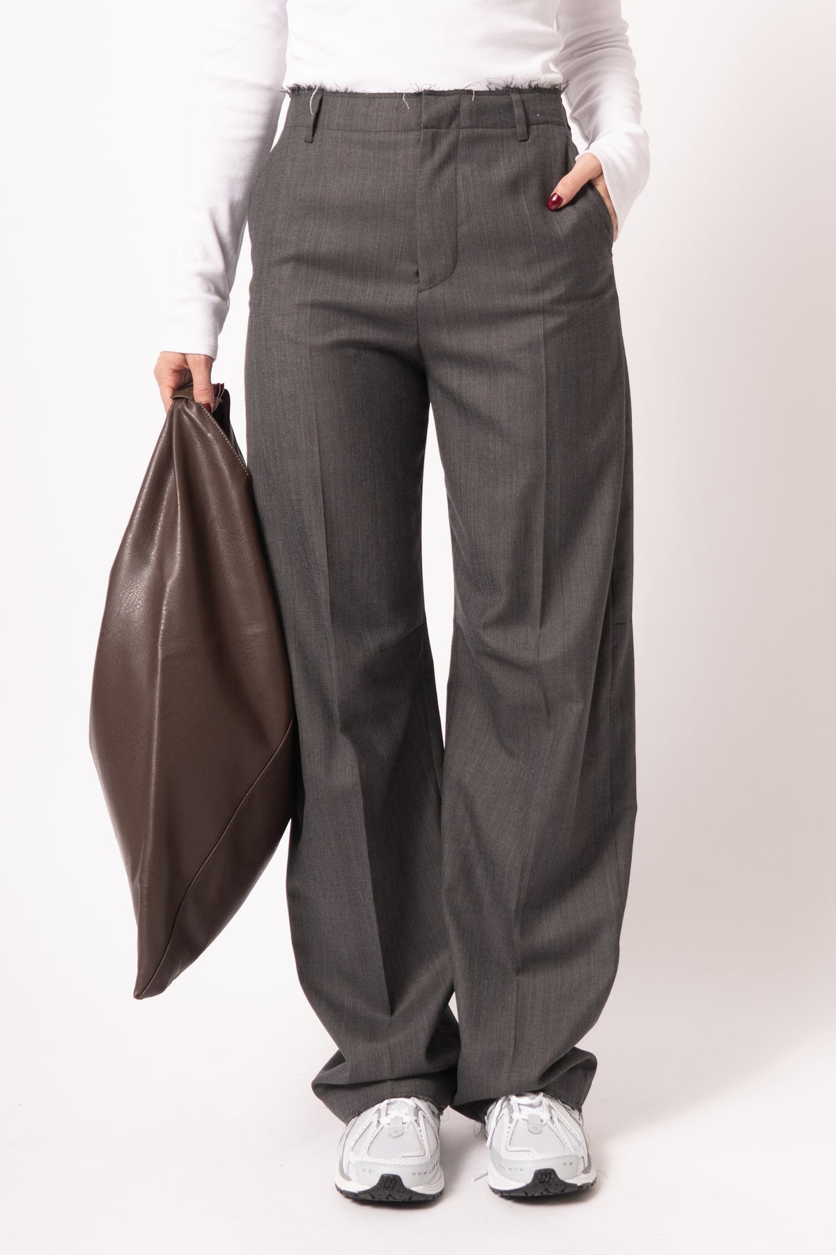 Wide Leg Tailored Trousers Grey