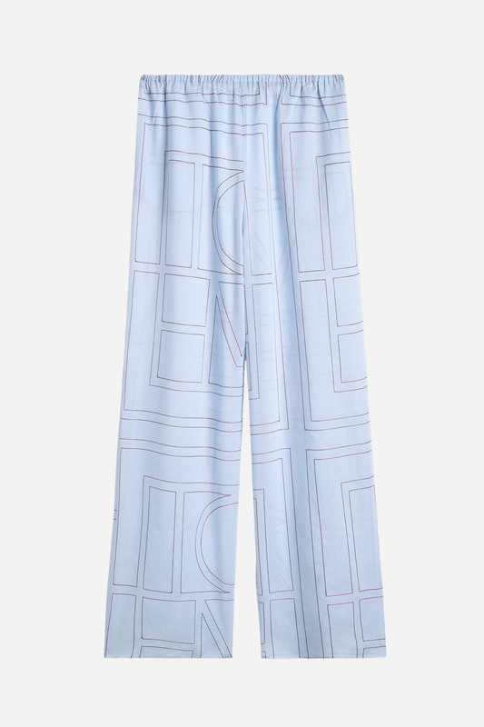 Monogram Cotton Blend Pj Bottoms Sky