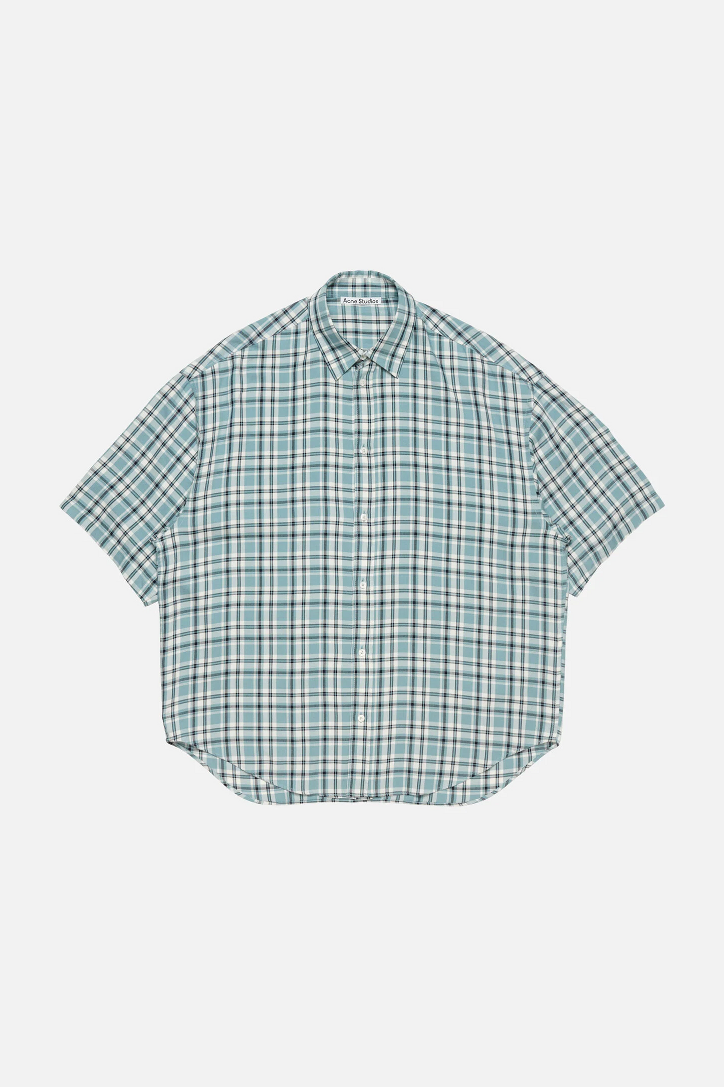 Checked Flannel Shirt Turquoise Blue White