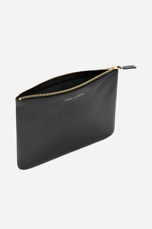 Classic Leather Zip Pouch Black