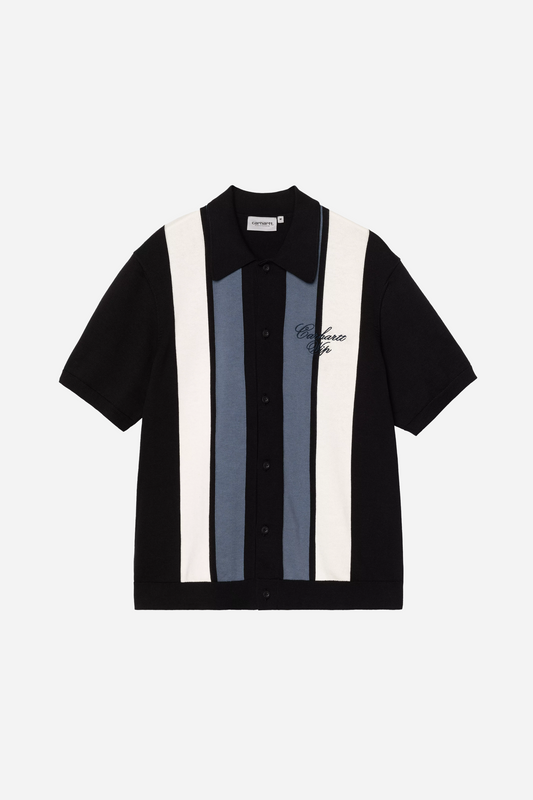 S/S Mello Knit Shirt Stripe Black