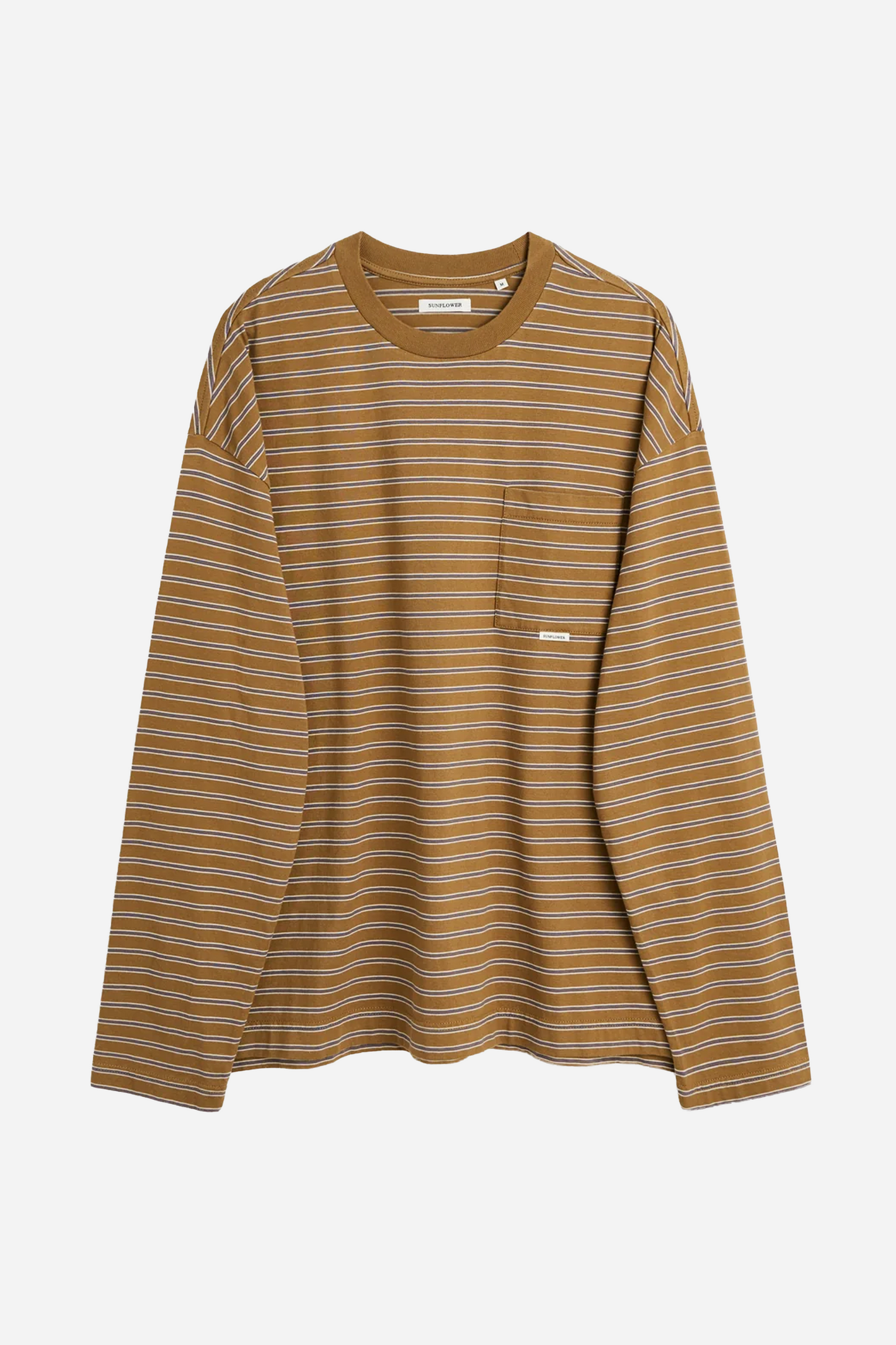 Stripe LS Pocket Tee Brown