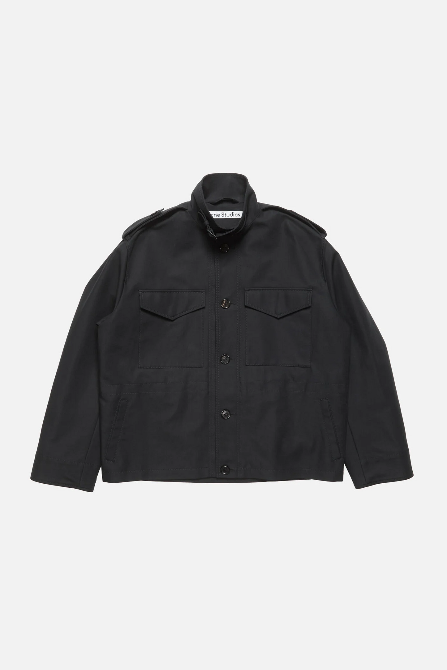 Cotton Satin Blouson Jacket Black
