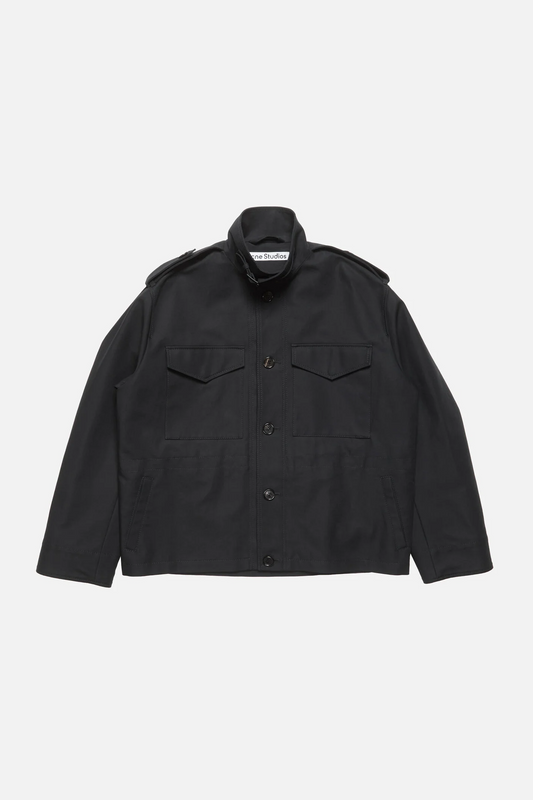 Cotton Satin Blouson Jacket Black
