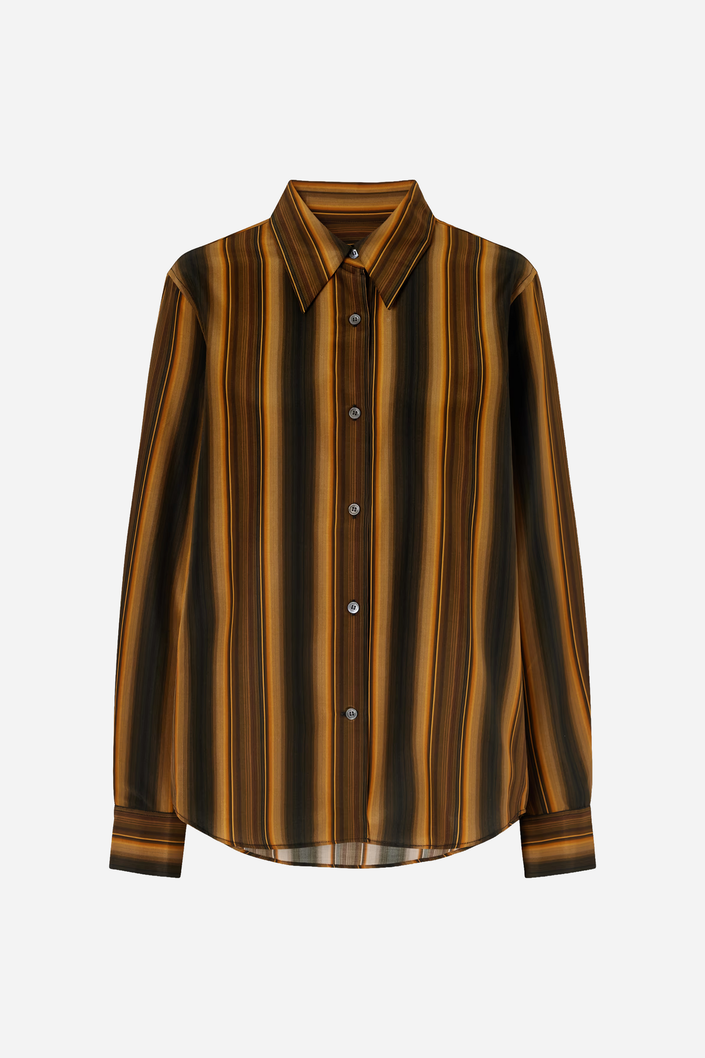Striped Silk Shirt Black/Orange