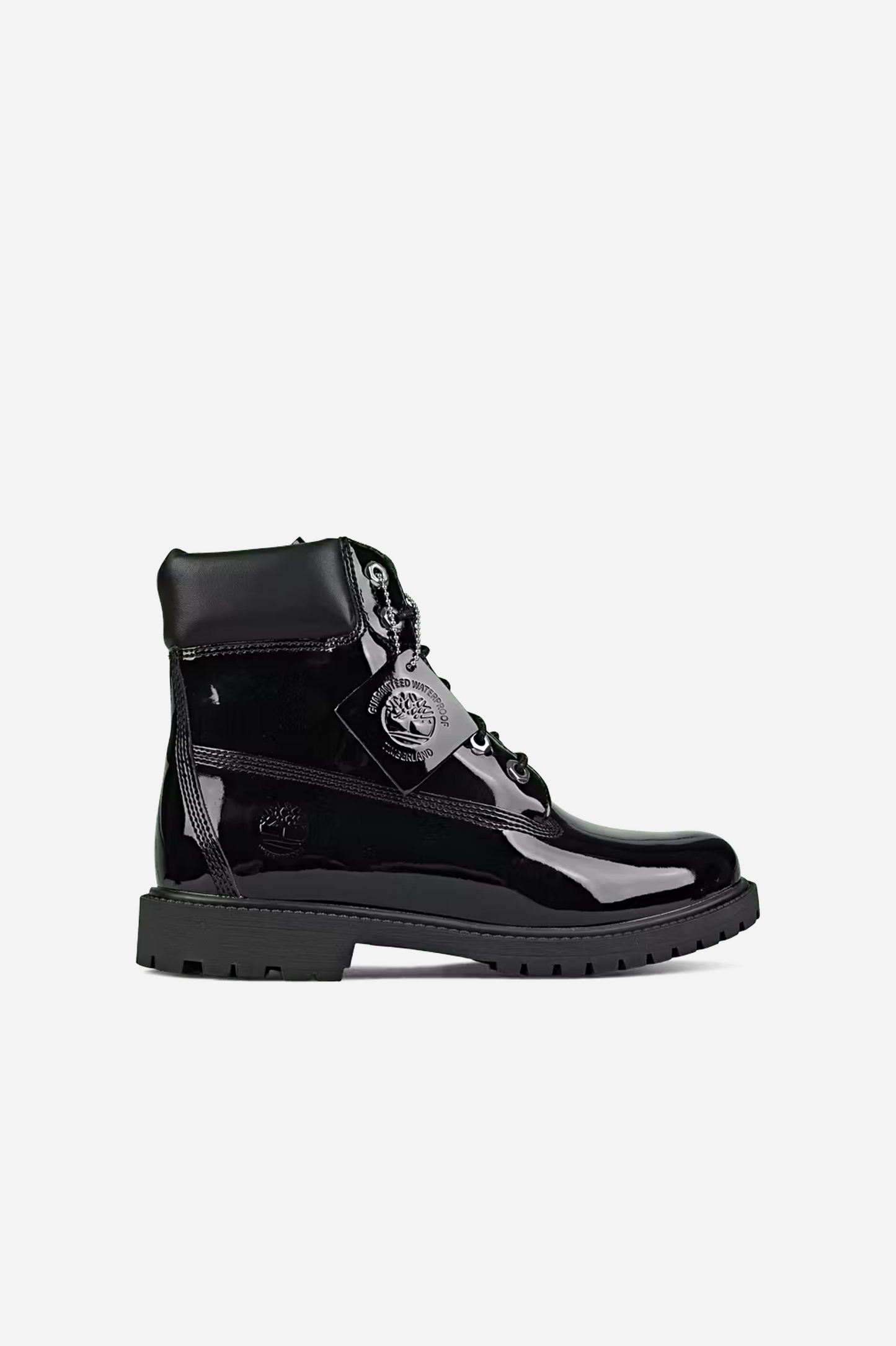 6 Inch Lace Up Waterproof Patent Leather Boot Black
