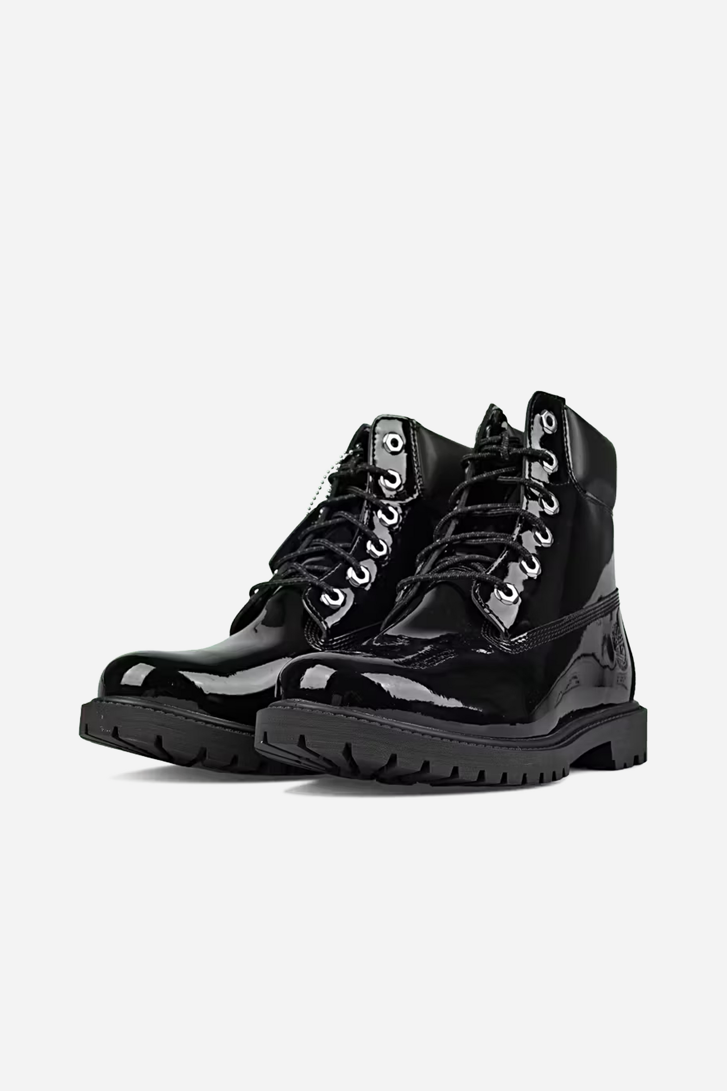 6 Inch Lace Up Waterproof Patent Leather Boot Black