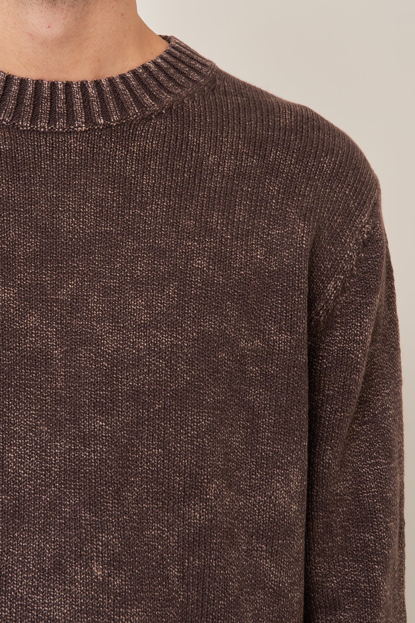 Crew Neck Cotton Jumper Coffee Brown