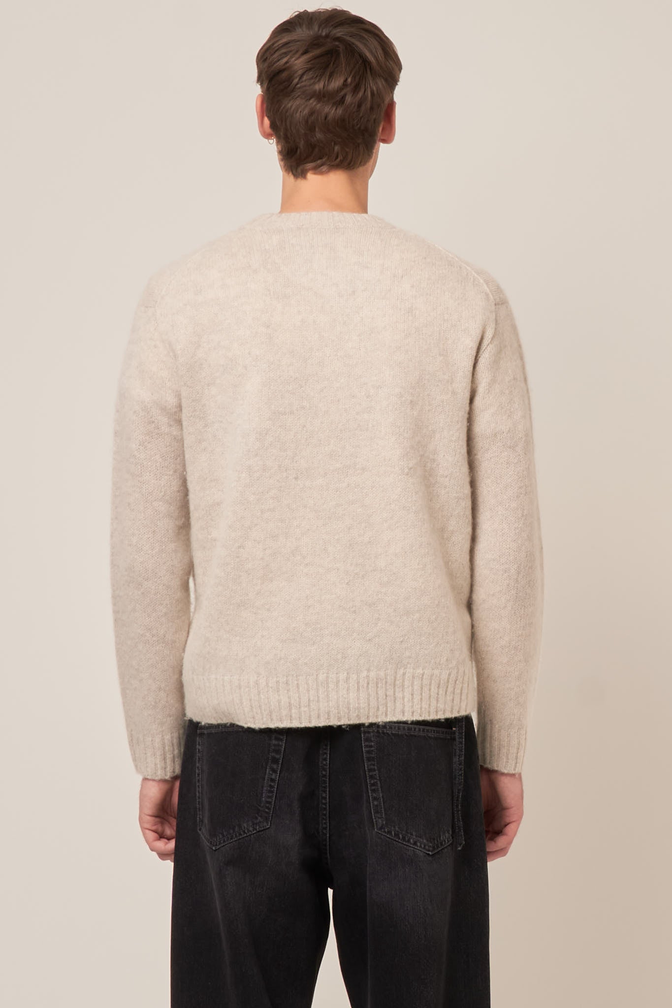 Crew Neck Wool Jumper Light Grey Melange