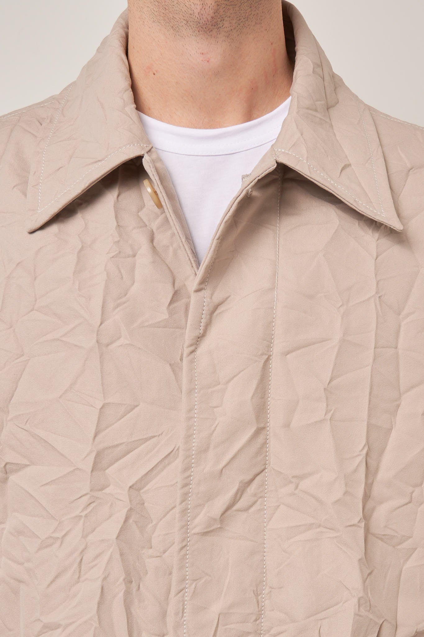 Crinkled Trench Coat Light Beige