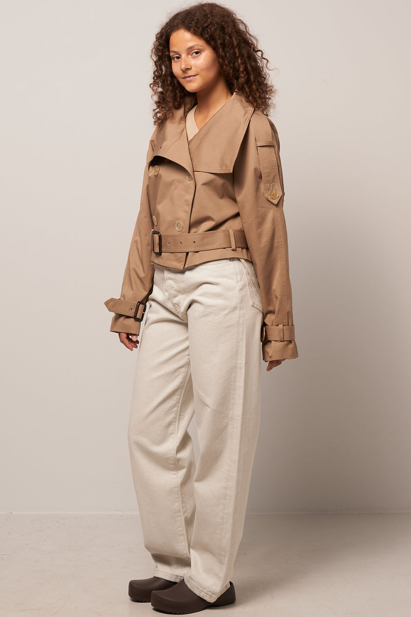 Double-Breasted Trench Jacket Cold Beige