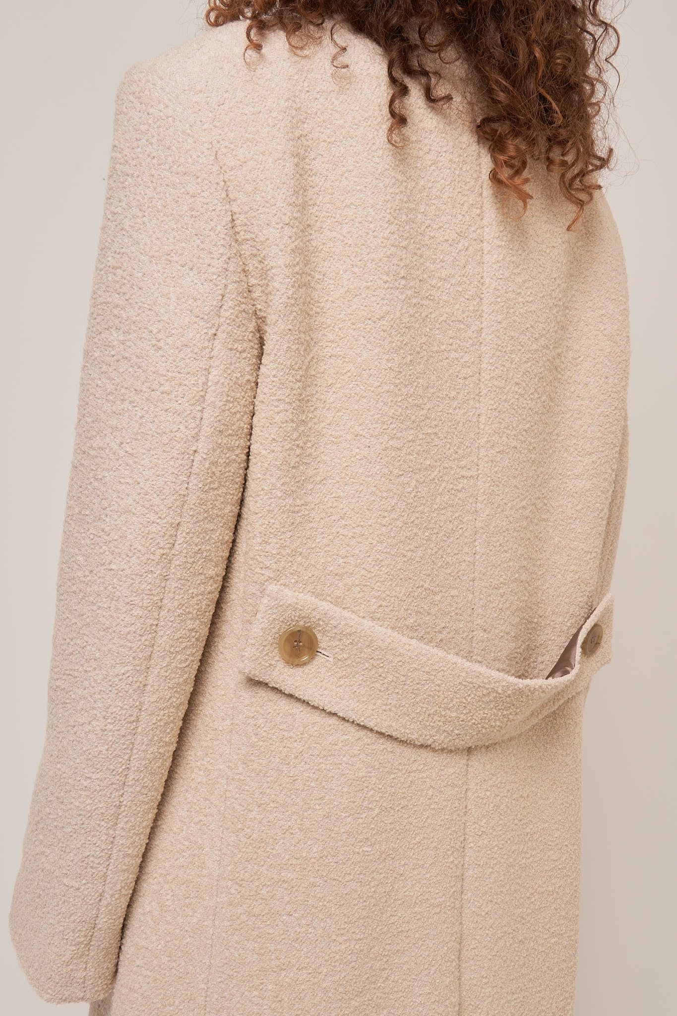 Double-Breasted Wool Coat Warm White