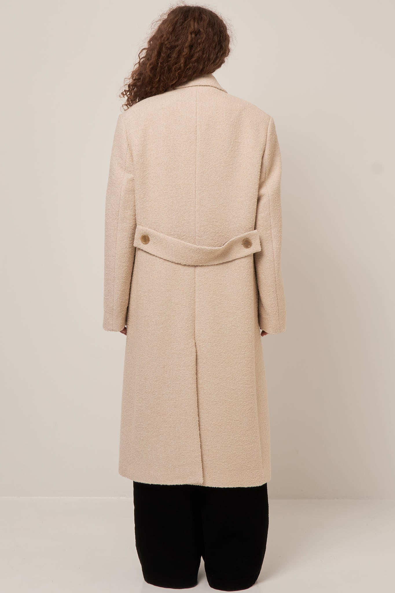 Double-Breasted Wool Coat Warm White