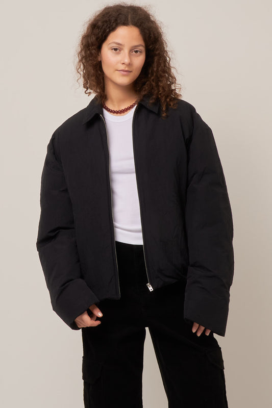 Nylon Bomber Jacket Black