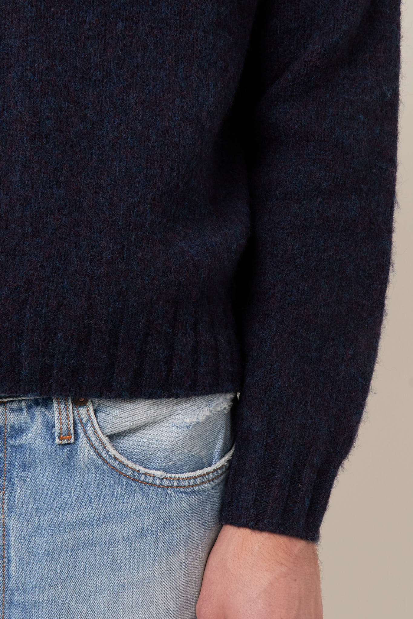 Polo Wool Cardigan Deep Blue Melange