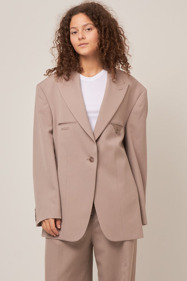 Single-Breasted Jacket Cold Beige