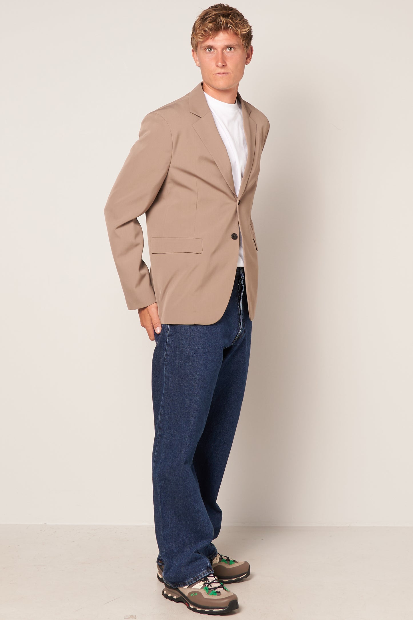 Single Breasted Suit Jacket Mud Grey