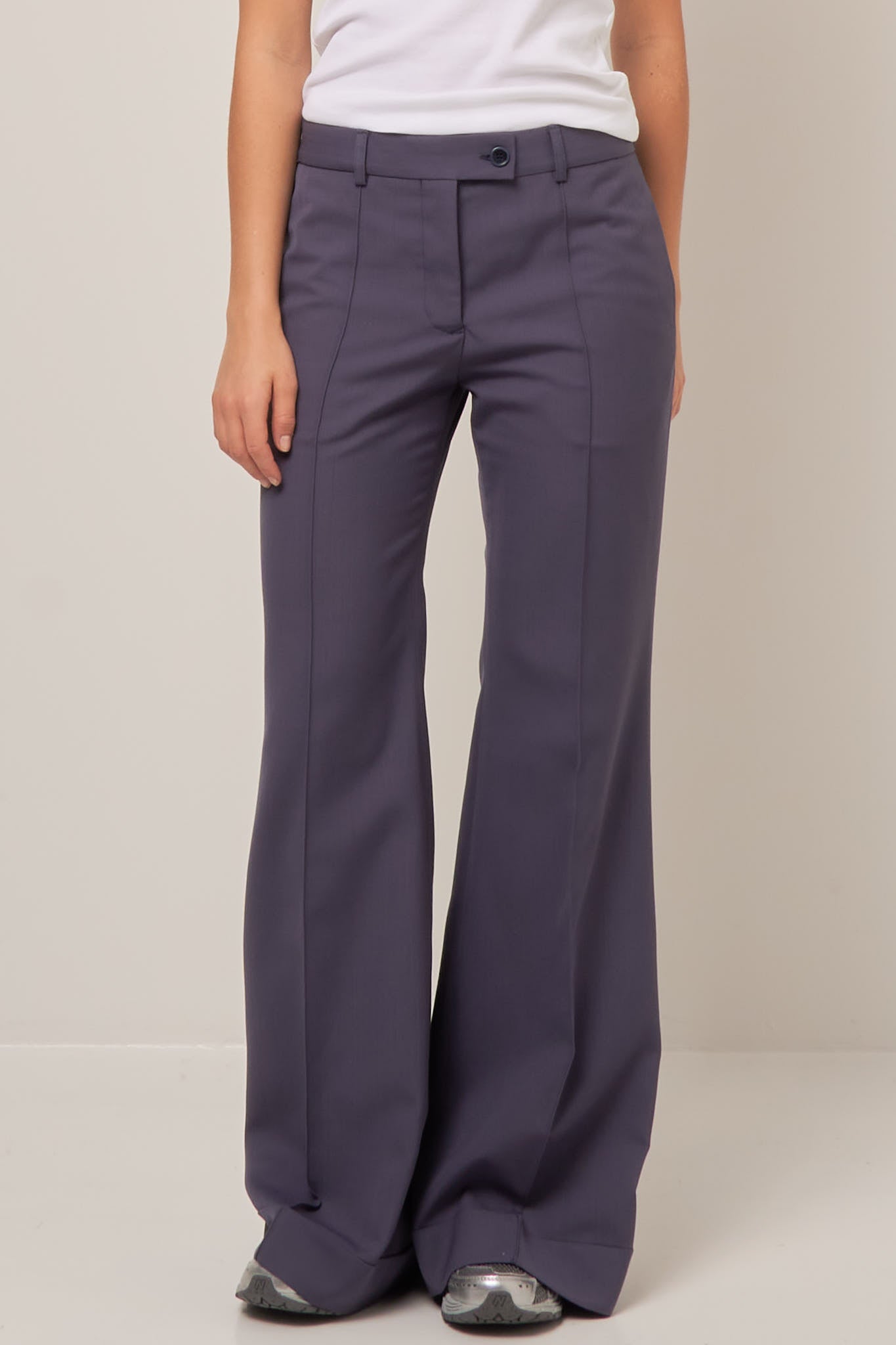 Tailored Flared Trousers Mid Blue