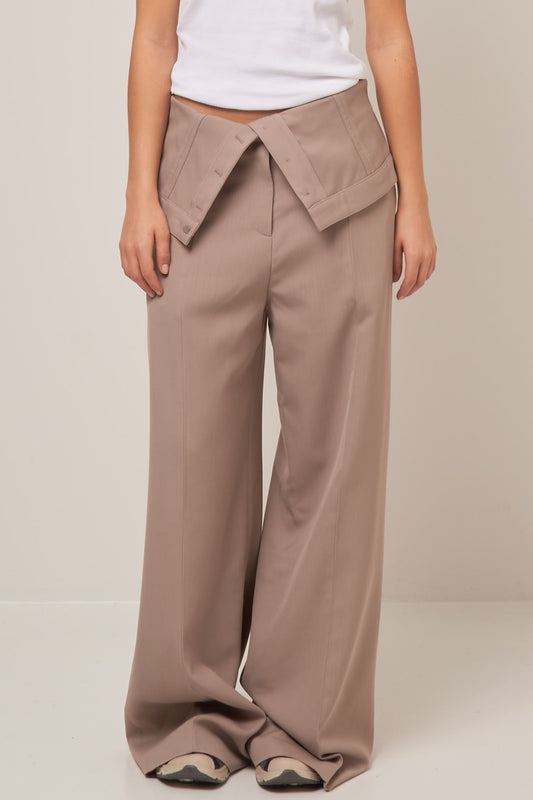 Tailored Wool Blend Trousers Cold Beige