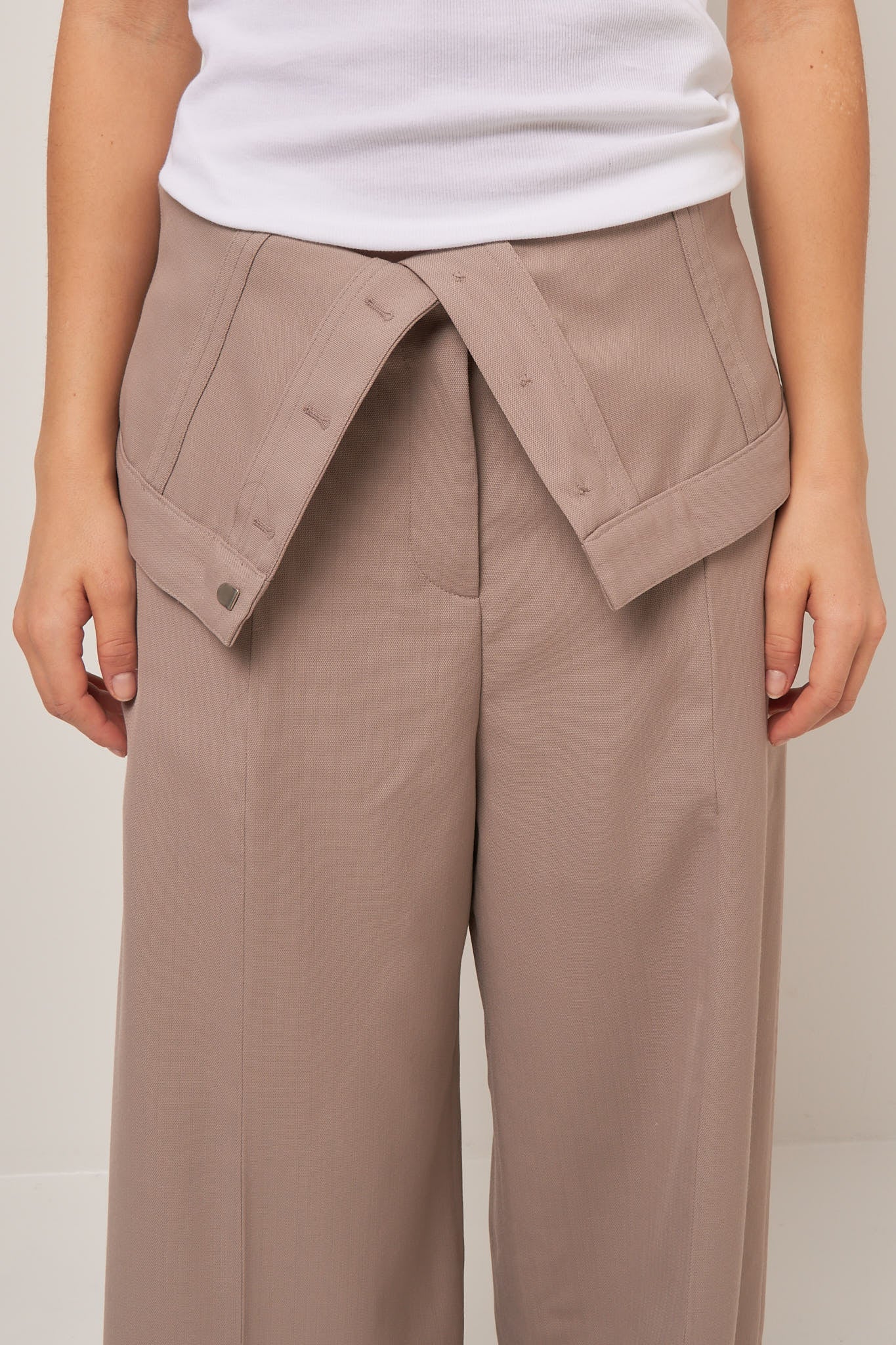 Tailored Wool Blend Trousers Cold Beige