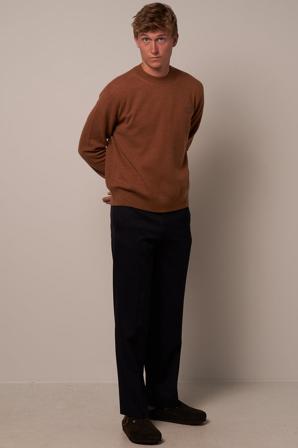 Wool Crew Neck Sweater Toffee Brown