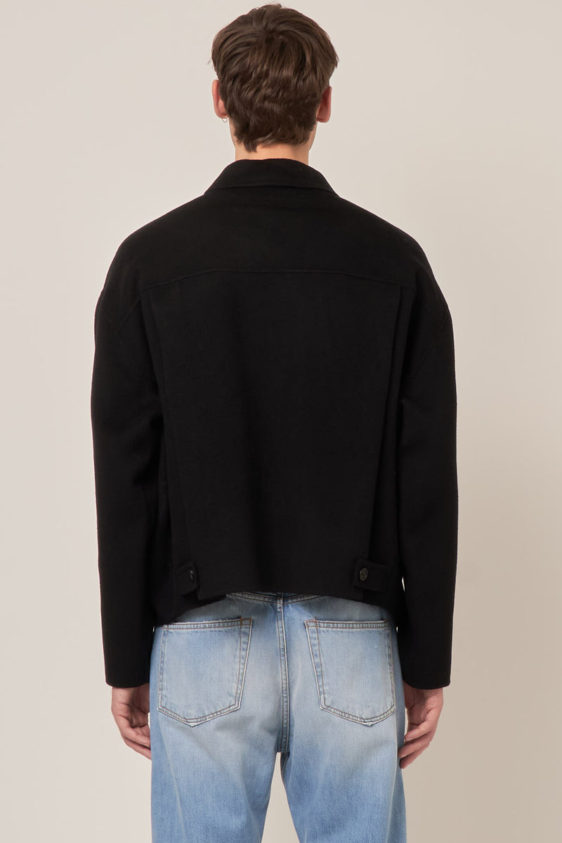 Wool Zipper Jacket Black