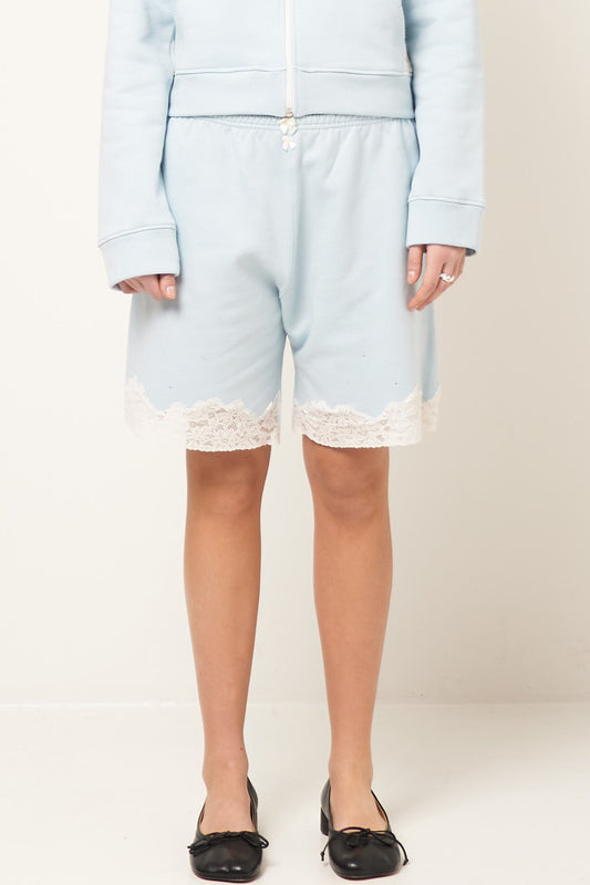 Bermuda Lace Sweat Shorts Light Blue