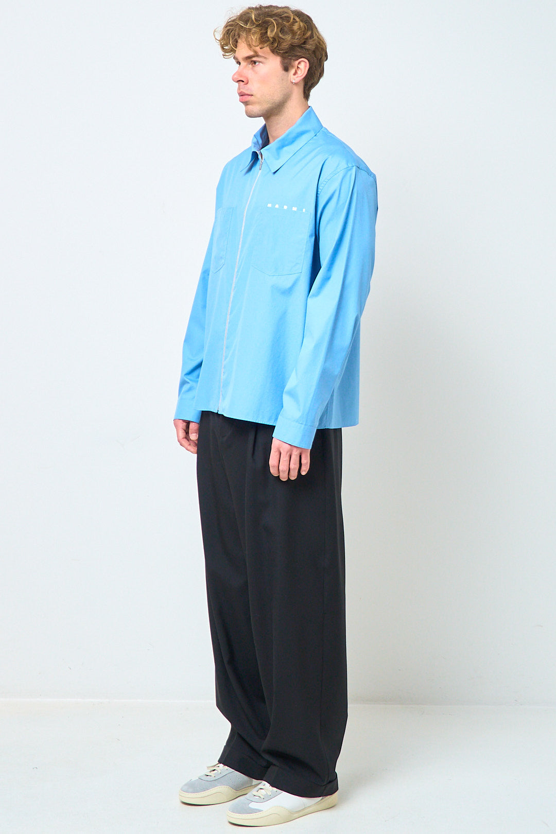 Blue Zip Shirt Hidden Logo