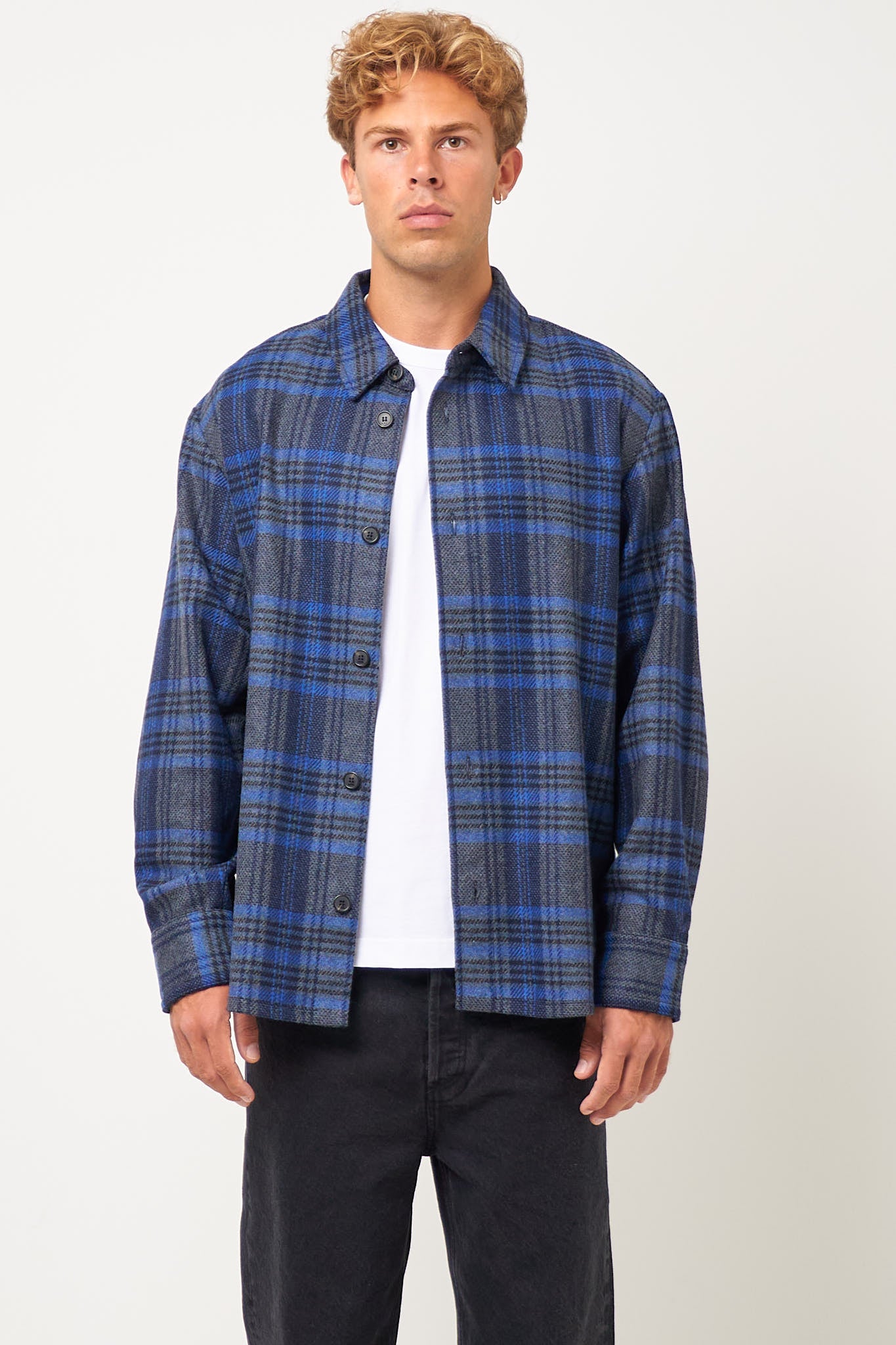 Bobby Overshirt Heather Grey/Blue