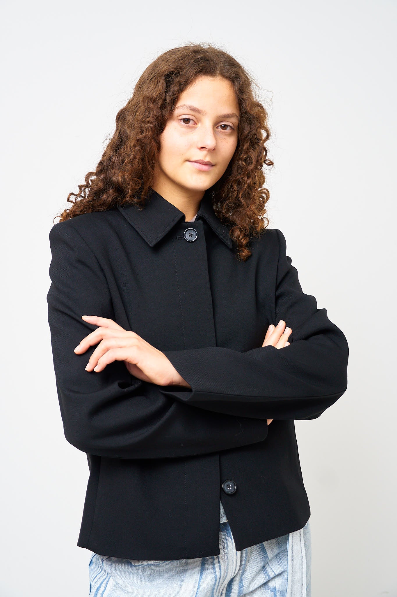 Boxy Twill Jacket Black