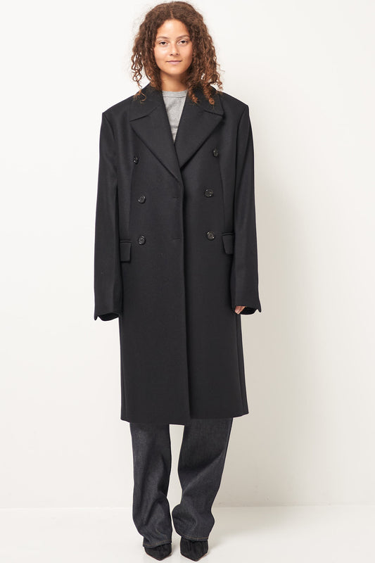 Broad Midi Coat Black