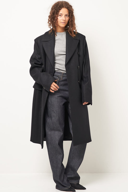 Broad Midi Coat Black