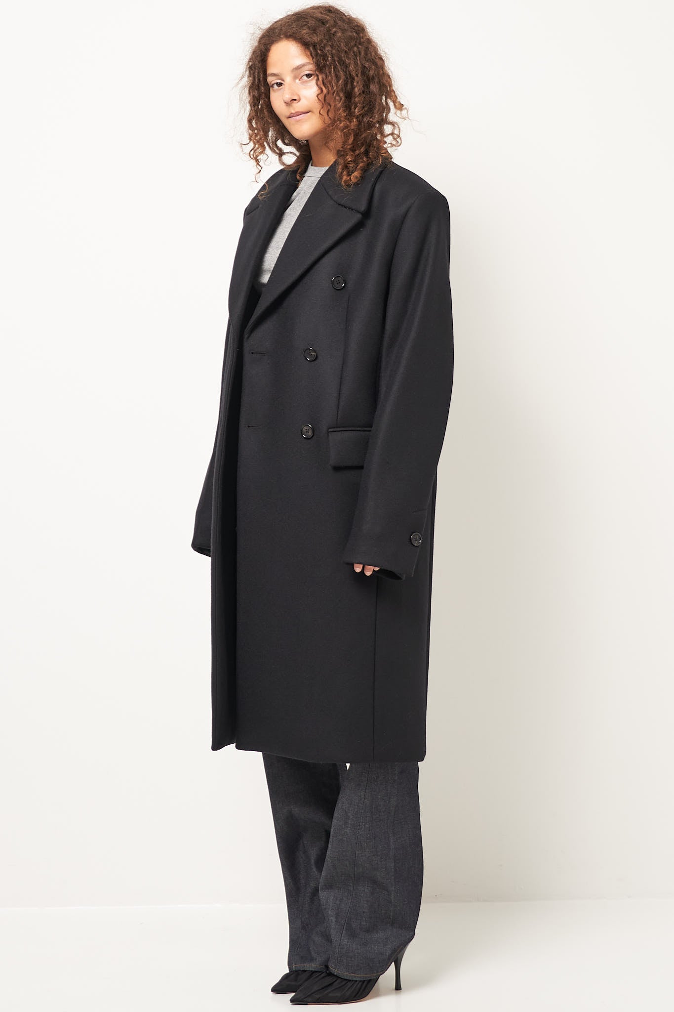 Broad Midi Coat Black