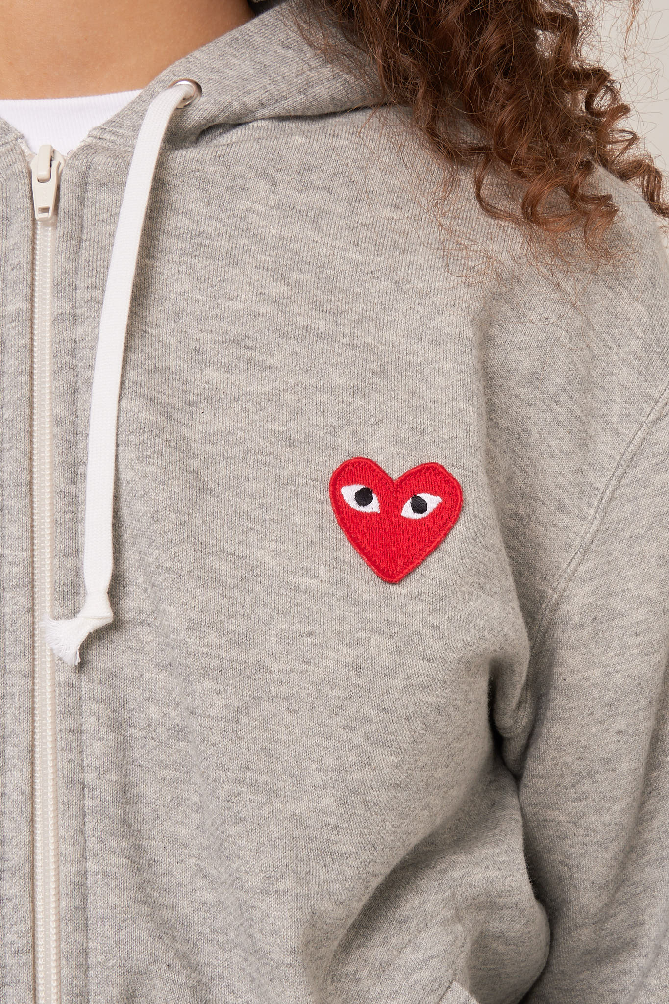 Red Heart Zip Hoodie Grey