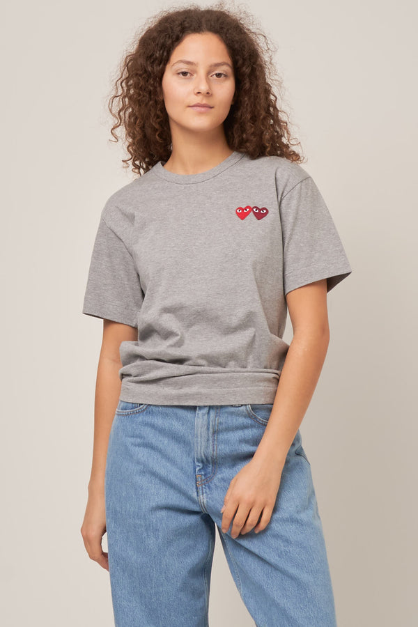 Double Heart T-shirt Grey