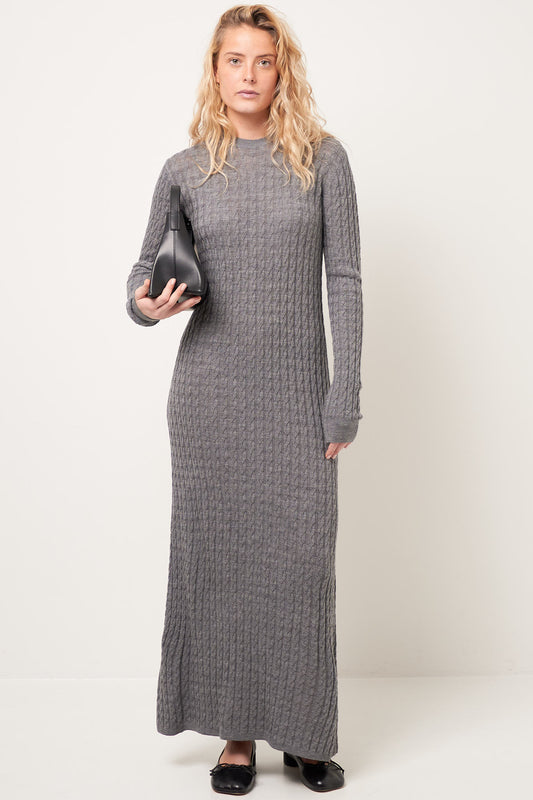 Cable Knit Dress Grey Melange