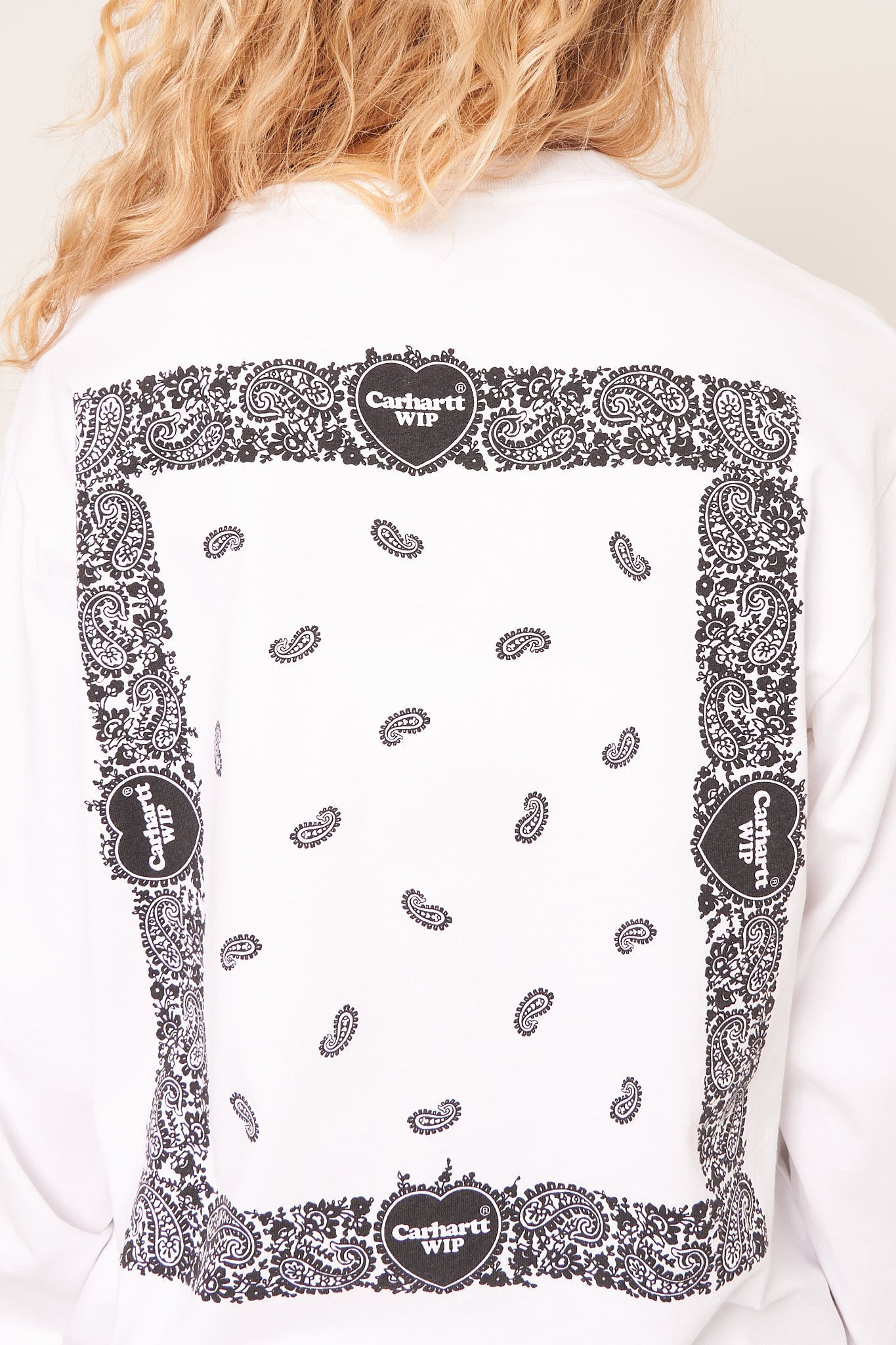 W' L/S Paisley T-shirt White/Black Stone